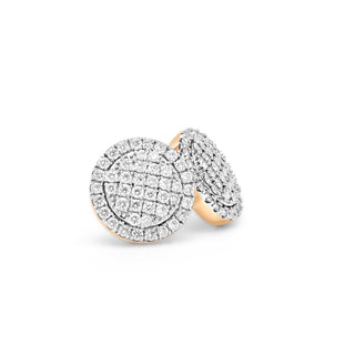 Yellow Gold Cluster Diamond Round Earrings