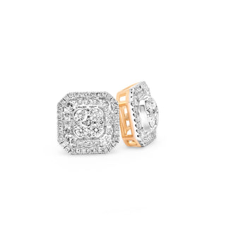 Yellow Gold Square Design Round Diamonds