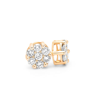 Yellow Gold Diamond Flower Earrings