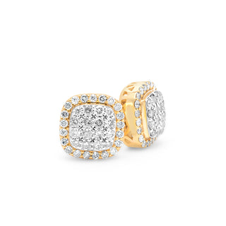 Yellow Gold Milano Square Design Diamond Earrings