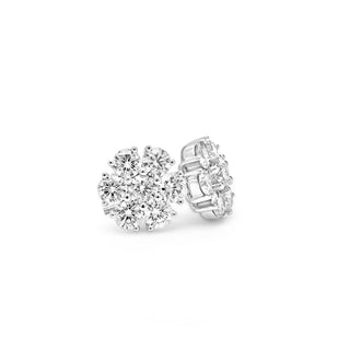 White Gold Flower Design Diamond Earrings