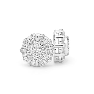 White Gold Round Diamond Cluster Earrings