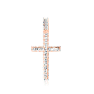 Rose Gold 2.5 Inches Diamond Baguette Cross