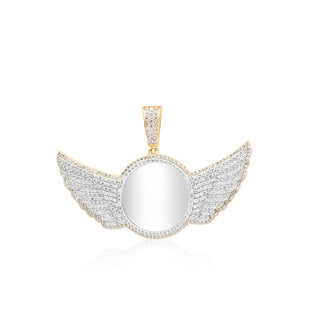 Yellow Gold Diamond Picture with Wings Pendant