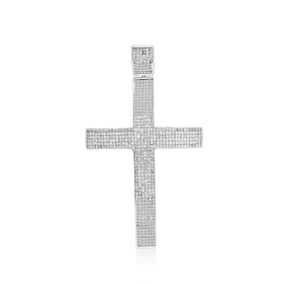 White Gold Princess Cut 4 Inches Invisible Set Cross