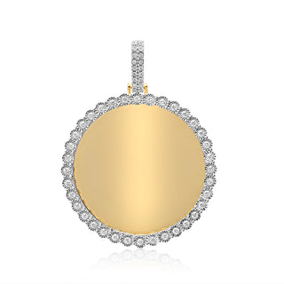 Yellow Gold 2 Inches Diamond Picture Pendant