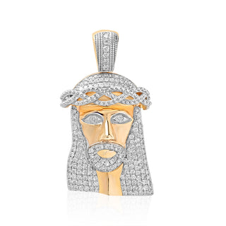 Yellow Gold Mini Diamond Jesus Pendant