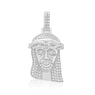 White Gold Mini Jesus Diamond Pendant