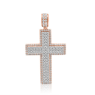 Rose Gold Diamond  Double Layer Cross