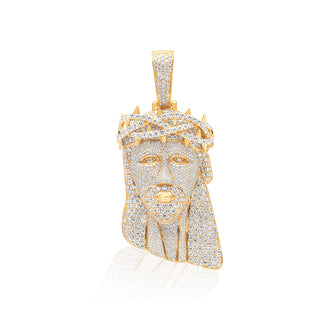 Yellow Gold 2.5 Inches Diamond Jesus Pendant