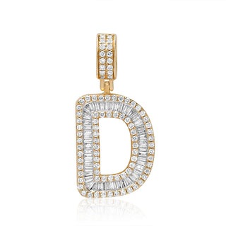 Yellow Gold Diamond Baguette Initial Pendant