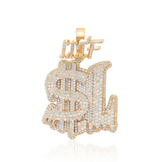 Yellow Gold Custom Diamond Logo Pendant