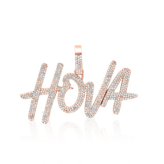 Rose Gold Custom Diamond Name Logo Pendant