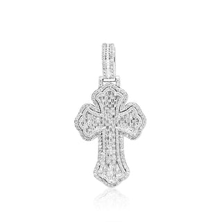 White Gold 2.5 Inches Diamond Baguette Cross