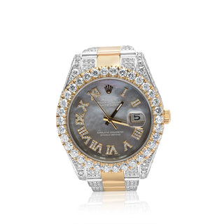 Men's Rolex Datejust II Two Tone Semi Iced Diamond Watch