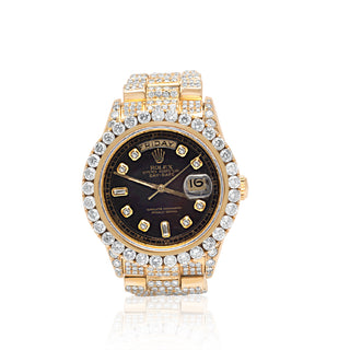 Men's Rolex Day Date Yellow Gold Full Diamond Watch